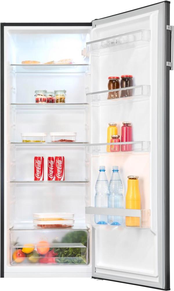 Exquisit KS320-V-H-040E Stand Vollraumkühlschrank, 54,4 cm breit, 242 L, LED Beleuchtung, Inoxlook-az