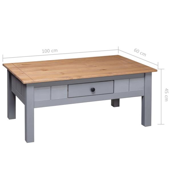 Couchtisch Grau 100x60x43,5 cm Massivholz Panama-Kiefer