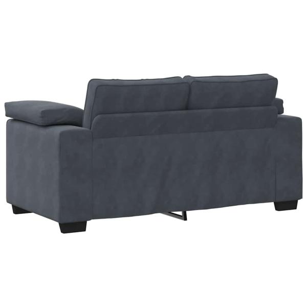 2-teiliges Sofa-Set mit Kissen, dunkelgrauer Samt