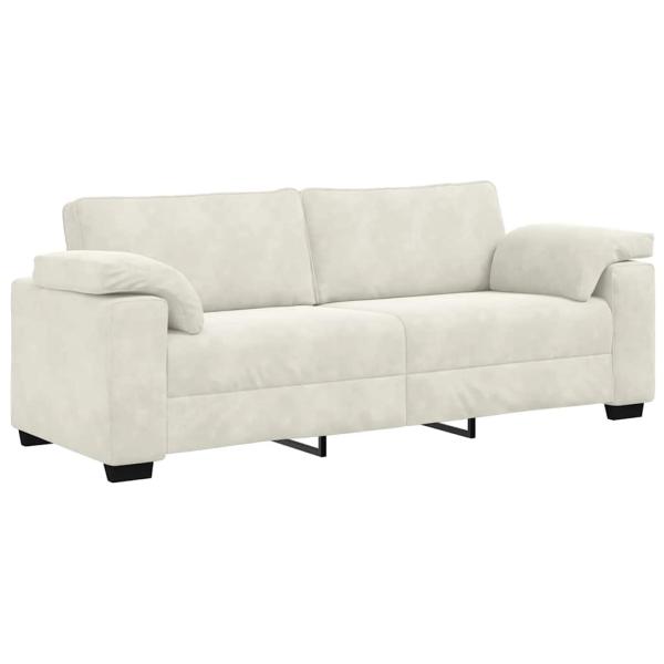 2-teiliges Sofa-Set mit Kissen, cremefarbener Samt