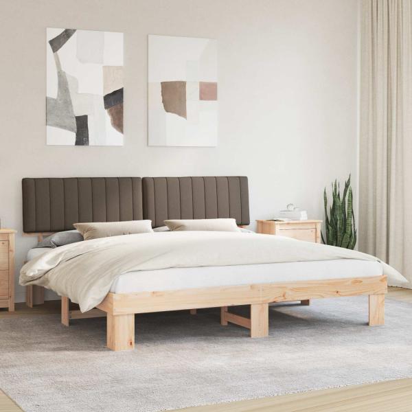 ARDEBO.de - Bettgestell mit gepolstertem Kopfteil Taupe 200 x 200 cm