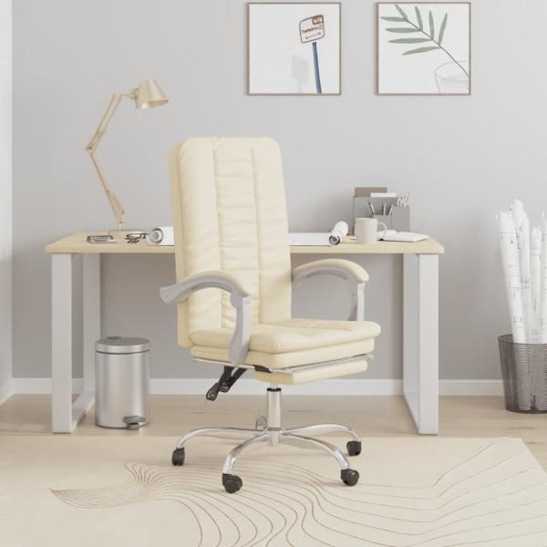 ARDEBO.de - Bürostuhl mit Liegefunktion Creme Kunstleder