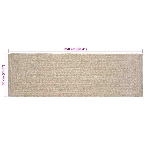 ARDEBO.de - Teppich Natur und Weiß 60 x 250 cm Jute