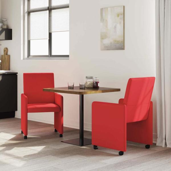 Esszimmerstühle mit Rädern 2 pcs Rot 57 x 66 x 94 cm Kunstleder