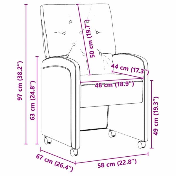 Esszimmerstühle mit Rollen 2 Stk. Kunstleder Glänzendes Braun