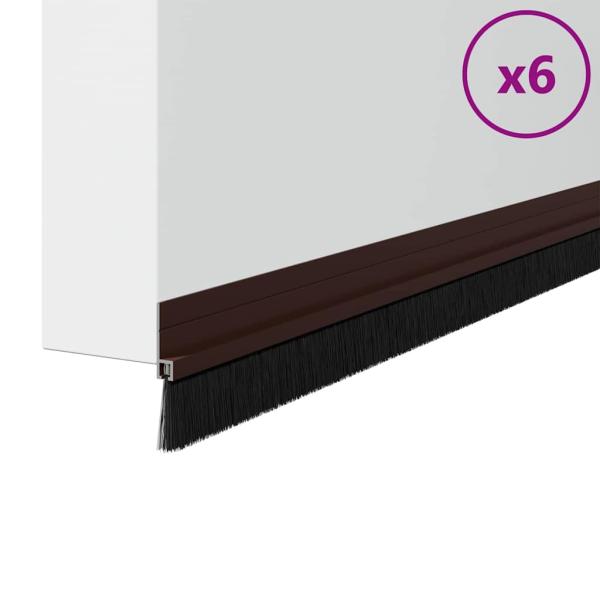 Selbstklebende Türbürstendichtungen 6 pcs Braun 100 cm