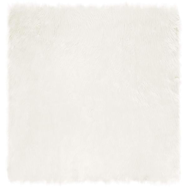 Kunstfell Schaffellteppich Weiß 120 x 120 cm Polyester