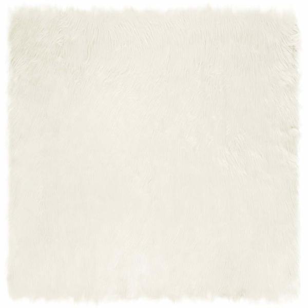 ARDEBO.de - Kunstfell Schaffellteppich Weiß 160 x 160 cm Polyester