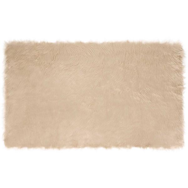 Kunstfell Schaffellteppich Beige 200 x 100 cm Polyester