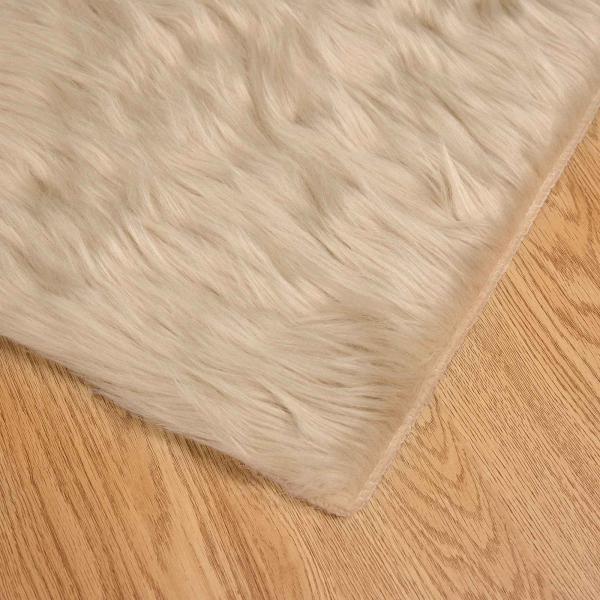 Kunstfell Schaffellteppich Beige 200 x 100 cm Polyester