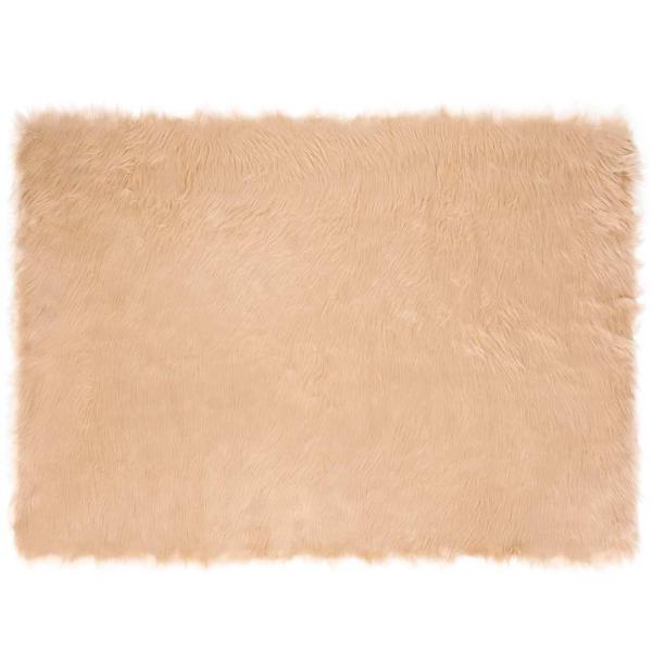 ARDEBO.de - Kunstfell Schaffellteppich Beige 120 x 170 cm Polyester