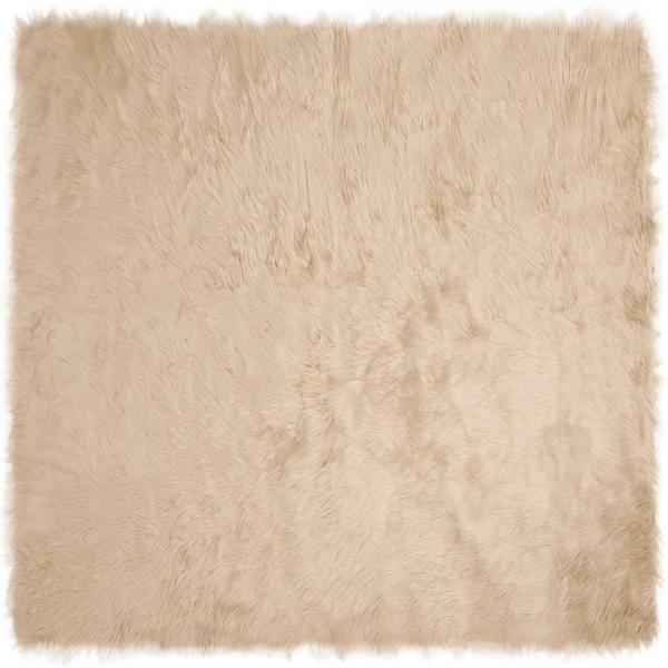 Kunstfell Schaffellteppich Beige 120 x 120 cm Polyester