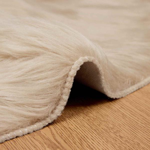 Kunstfell Schaffellteppich Beige 100 x 100 cm Polyester