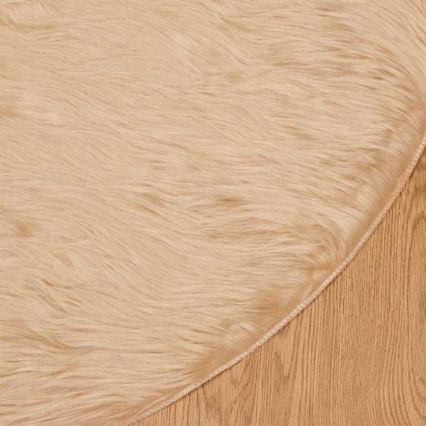 Kunstfell Schaffellteppich Beige 160 x 160 cm Polyester