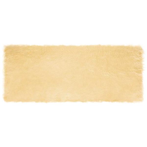 ARDEBO.de - Kunstfell Schaffellteppich Creme 80 x 200 cm Polyester