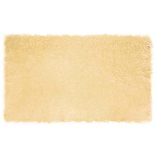 ARDEBO.de - Kunstfell Schaffellteppich Creme 100 x 200 cm Polyester