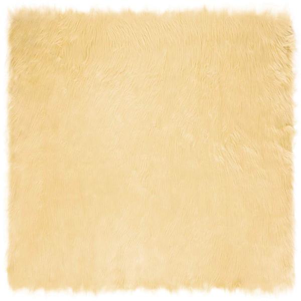ARDEBO.de - Kunstfell Schaffellteppich Creme 120 x 120 cm Polyester