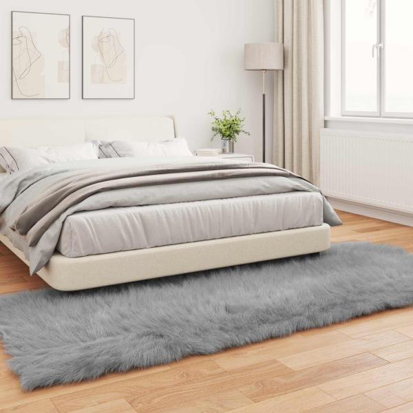 Kunstfell Schaffellteppich Grau 80 x 250 cm Polyester