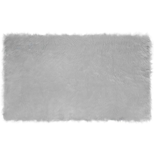 Kunstfell Schaffellteppich Grau 200 x 100 cm Polyester