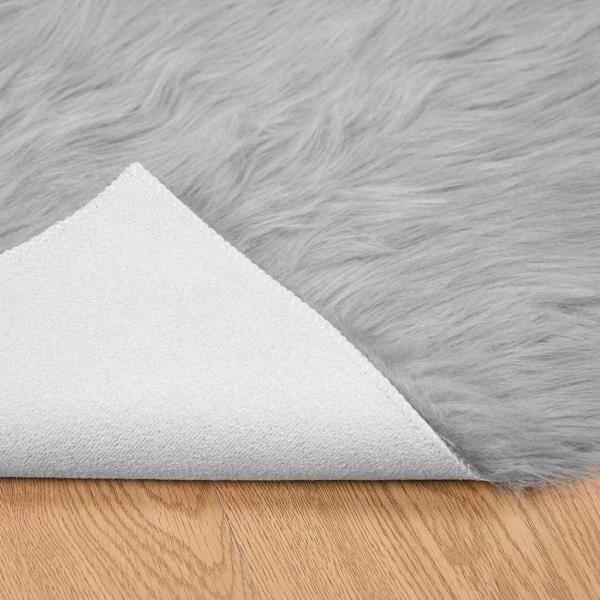 Kunstfell Schaffellteppich Grau 120 x 120 cm Polyester