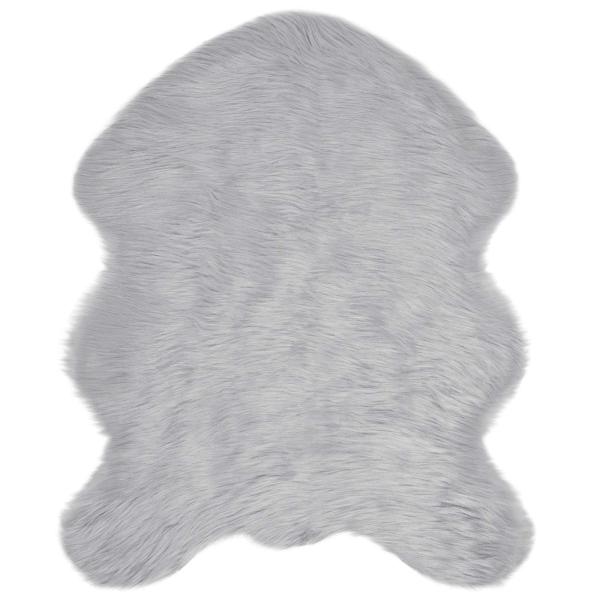 ARDEBO.de - Teppich aus Kunstschaffell TAFALLA Grau 50 x 80 cm Polyester