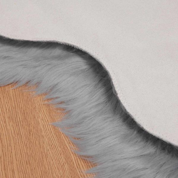 Kunstfell Schaffellteppich Grau 80 x 118 cm Polyester