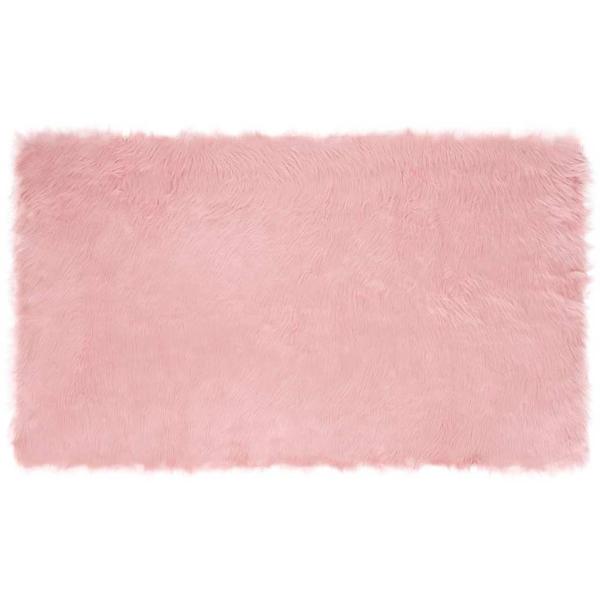 ARDEBO.de - Kunstfell Schaffellteppich Rosa 100 x 200 cm Polyester