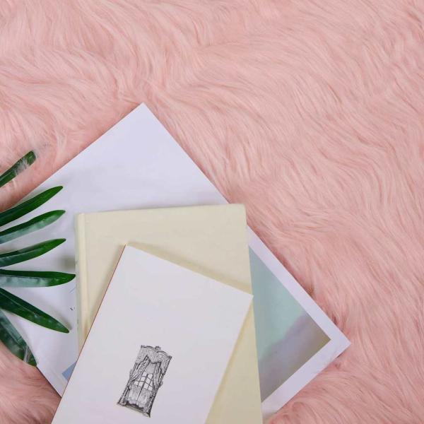 Kunstfell Schaffellteppich Rosa 120 x 120 cm Polyester
