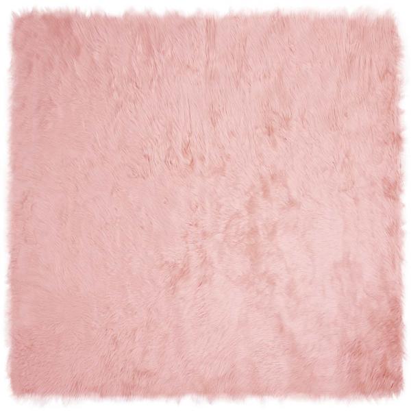 Kunstfell Schaffellteppich Rosa 160 x 160 cm Polyester