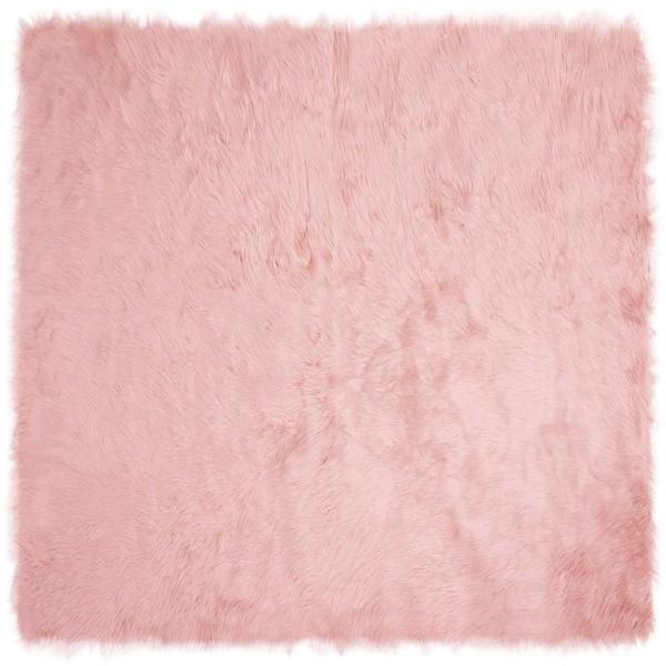 ARDEBO.de - Kunstfell Schaffellteppich Rosa 200 x 200 cm Polyester