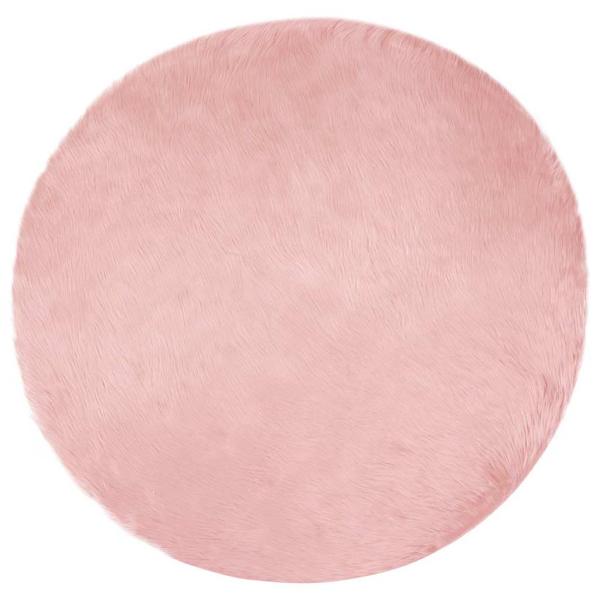ARDEBO.de - Kunstfell Schaffellteppich Rosa 80 x 80 cm Polyester