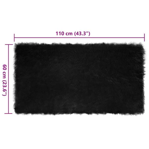 Kunstfell Schaffellteppich Schwarz 60 x 110 cm Polyester