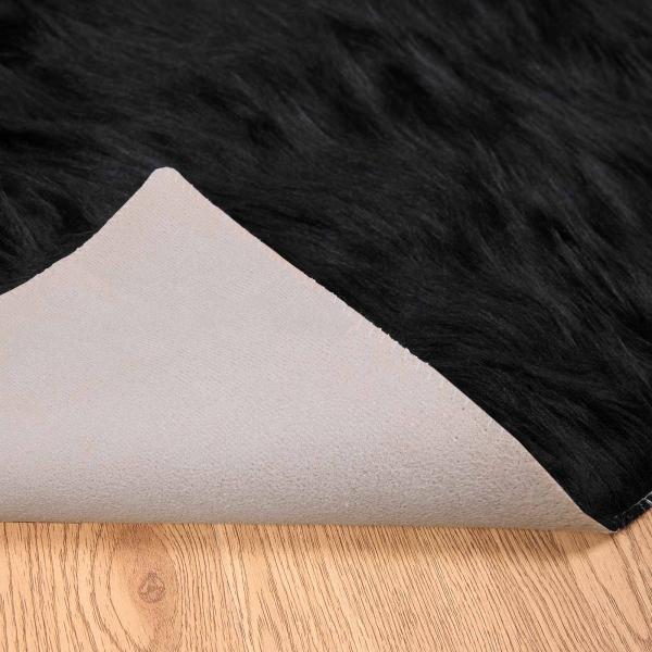 Kunstfell Schaffellteppich Schwarz 80 x 250 cm Polyester