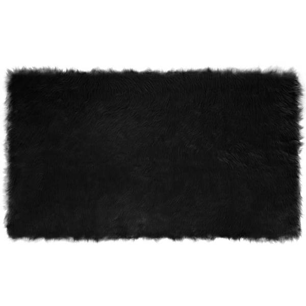 ARDEBO.de - Kunstfell Schaffellteppich Schwarz 100 x 200 cm Polyester
