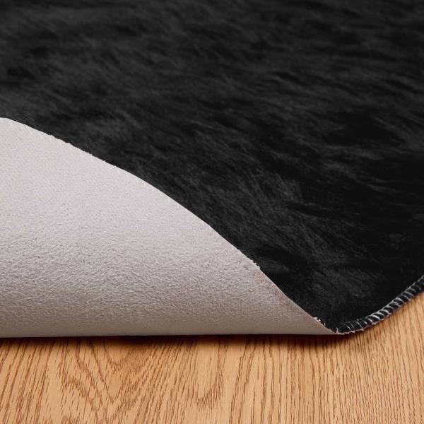 Kunstfell Schaffellteppich Schwarz 100 x 100 cm Polyester
