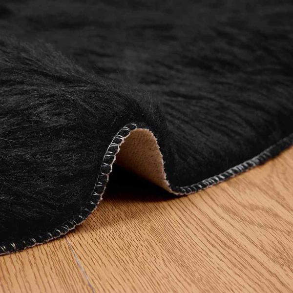 Kunstfell Schaffellteppich Schwarz 160 x 160 cm Polyester