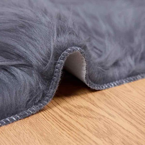 Kunstfell Schaffellteppich Anthrazit 80 x 150 cm Polyester
