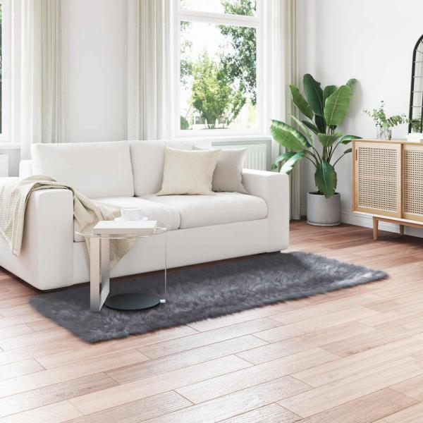 ARDEBO.de - Kunstfell Schaffellteppich Anthrazit 80 x 200 cm Polyester