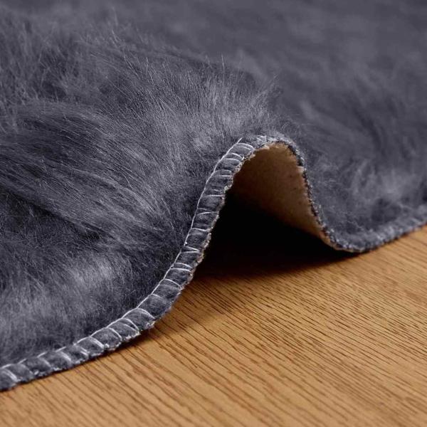 Kunstfell Schaffellteppich Anthrazit 100 x 100 cm Polyester