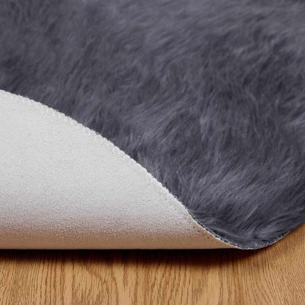 Kunstfell Schaffellteppich Anthrazit 100 x 100 cm Polyester