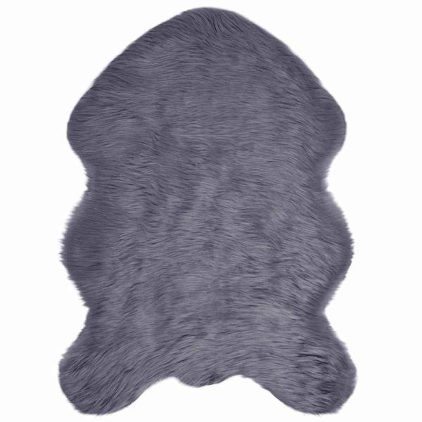 ARDEBO.de - Kunstfell Schaffellteppich Anthrazit 60 x 90 cm Polyester
