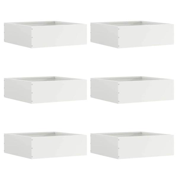 ARDEBO.de - Raseneinfassung 6 pcs Weiß 40 x 40 x 13 cm Stahl
