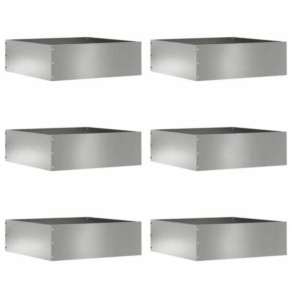 ARDEBO.de - Raseneinfassung 6 pcs Silber 40 x 40 x 13 cm Verzinkter Stahl