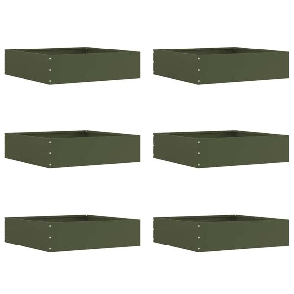 ARDEBO.de - Raseneinfassung 6 pcs Olive Grün 50 x 50 x 13 cm Stahl