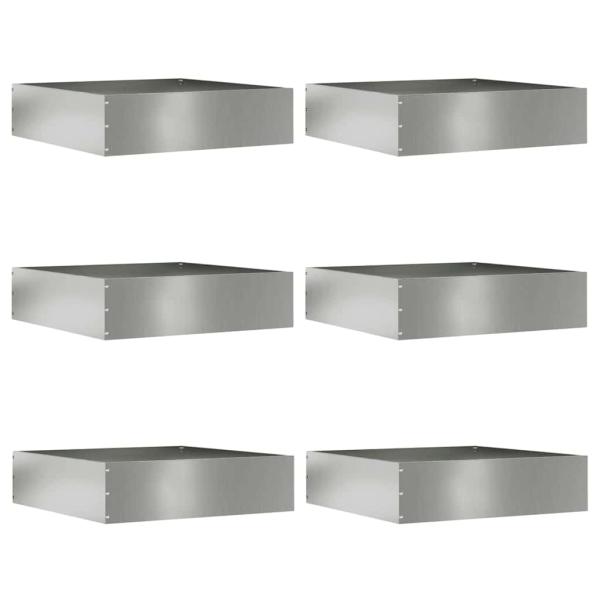 ARDEBO.de - Raseneinfassung 6 pcs Silber 50 x 50 x 13 cm Verzinkter Stahl
