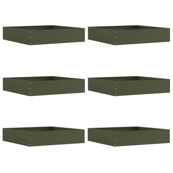 Raseneinfassung 6 pcs Olive Grün 60 x 60 x 13 cm Stahl