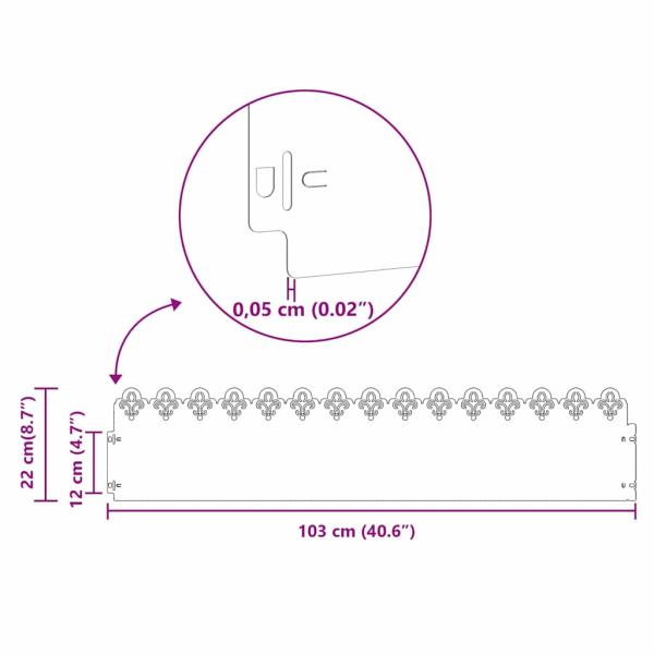 Rasenkanten 30 pcs Silber 103 x 0,05 x 22 cm Edelstahl