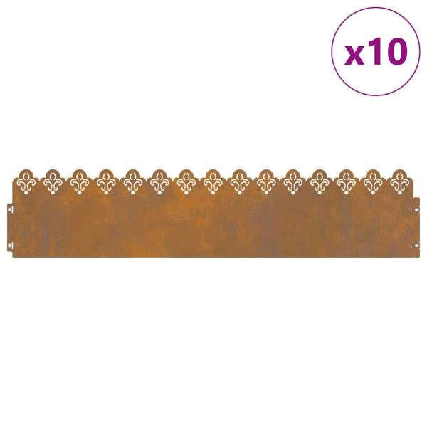 Rasenkanten 10 pcs Rostig 103 x 0,05 x 22 cm Wetterfeststahl