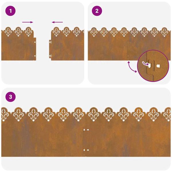 Rasenkanten 30 pcs Rostig 103 x 0,05 x 22 cm Wetterfeststahl