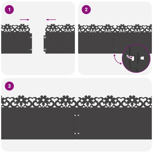 Rasenkanten 30 pcs Schwarz 103 x 0,05 x 22 cm Stahl